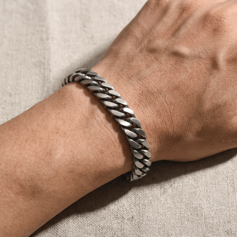 Gourmette Bracelet Homme Argent Maille Cubaine