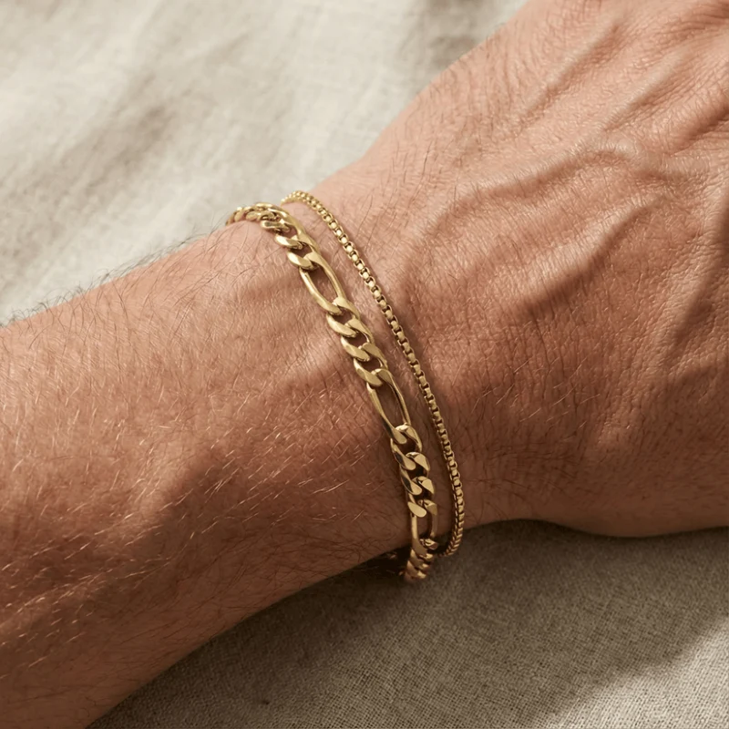 Gourmette Fine Homme Bracelet Double Chaîne