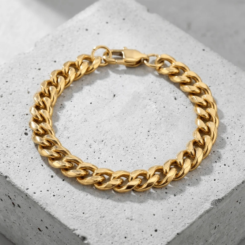 Bracelet Gourmette Homme Chaîne Maille Acier Inoxydable
