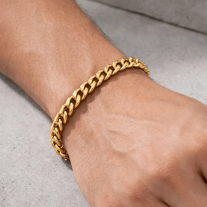 Bracelet Gourmette Homme Chaîne Maille Acier Inoxydable