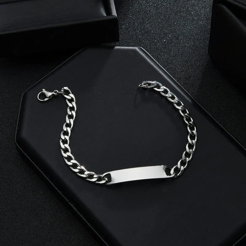 Bracelet Chaîne Homme Personnalisé à Graver | Acier Inoxydable