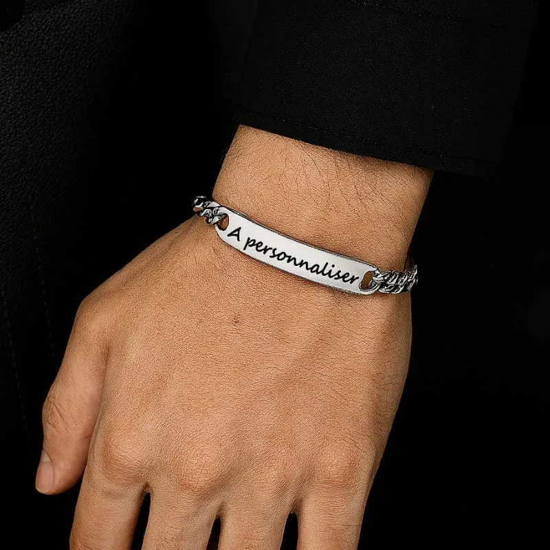 Bracelet Chaîne Homme Personnalisé à Graver | Acier Inoxydable