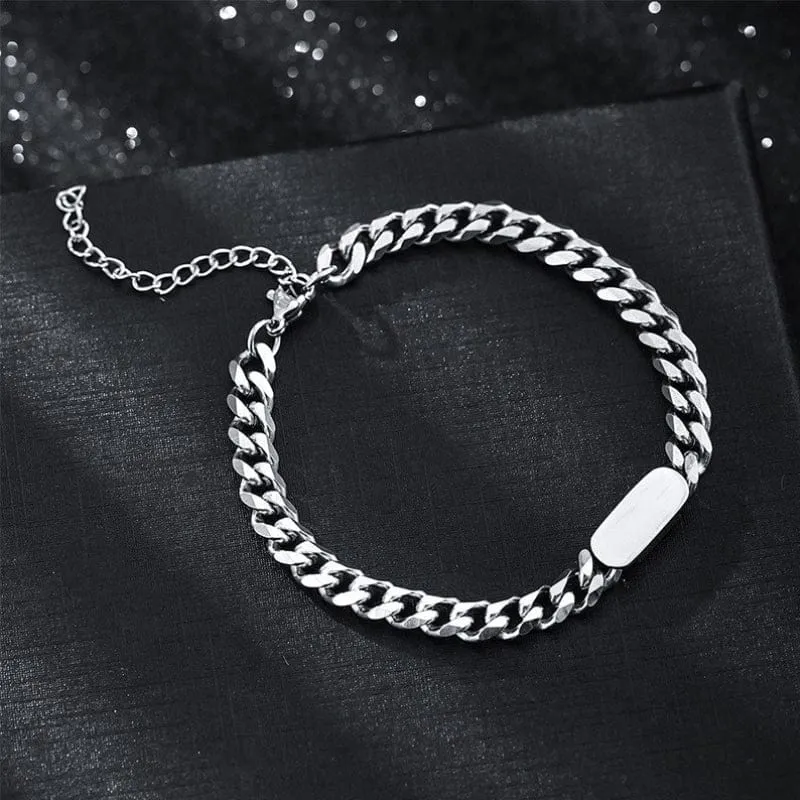 Bracelet Homme Personnalisé Gourmette - Acier Inoxydable