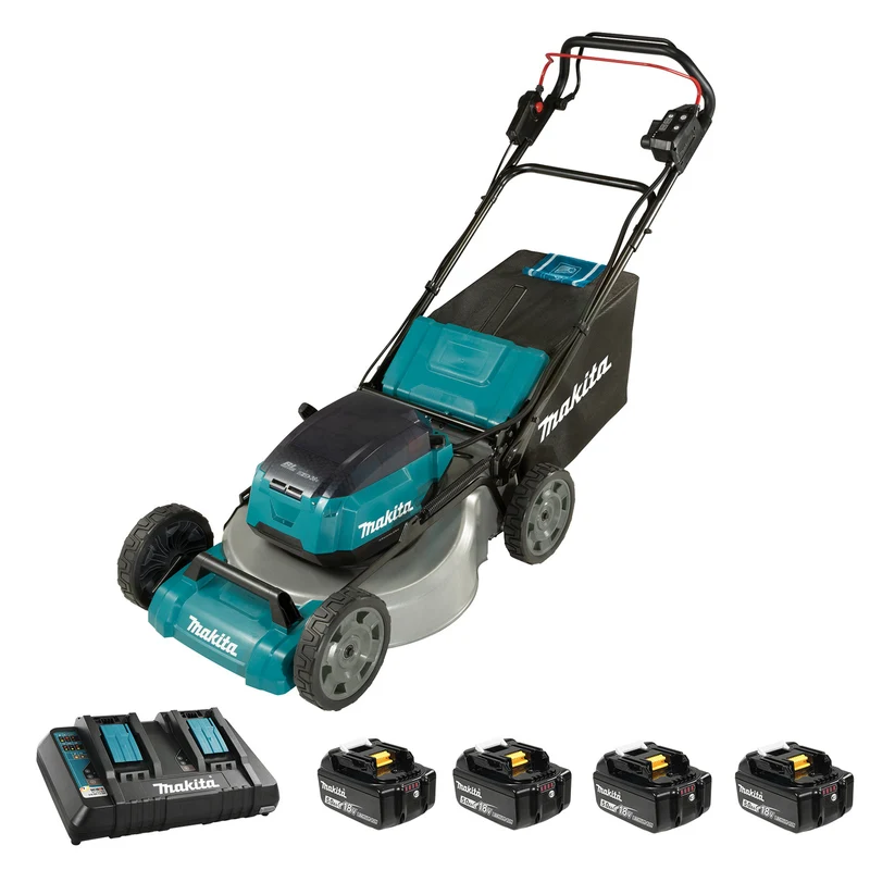 Makita 36V (18V x 2) LXT Brushless Cordless 21" Self Propelled Lawn Mower w/XPT (5.0Ah x 4 Kit) DLM536PT4