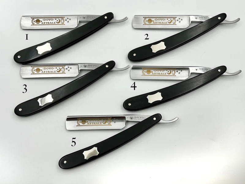 GSG Renewed Dovo "Astrale" Ebony Wood Handle 5/8 Full Hollow Solingen Straight Razors (CHOOSE YOUR RAZOR)