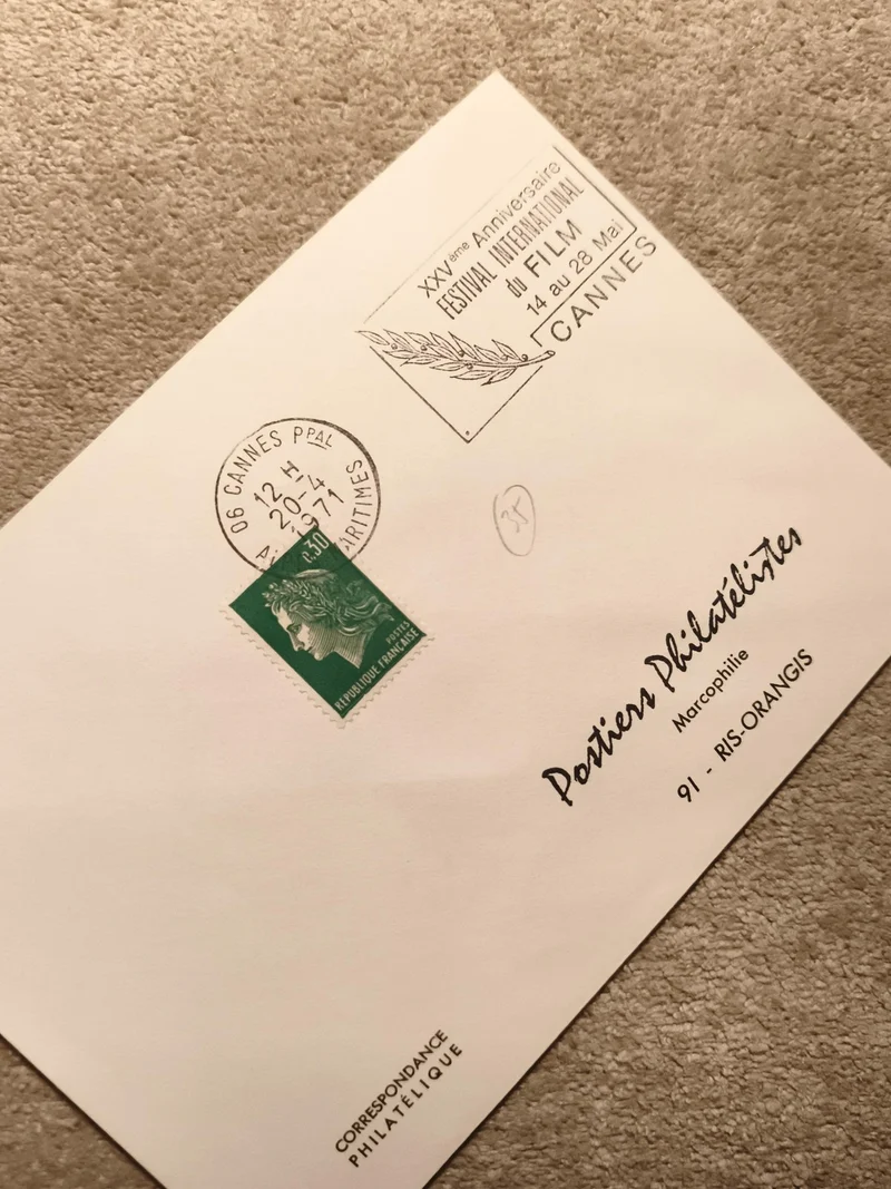 Lettre Premier Jour Cannes 1971 Festival Film, Marianne verte, oblitération phil