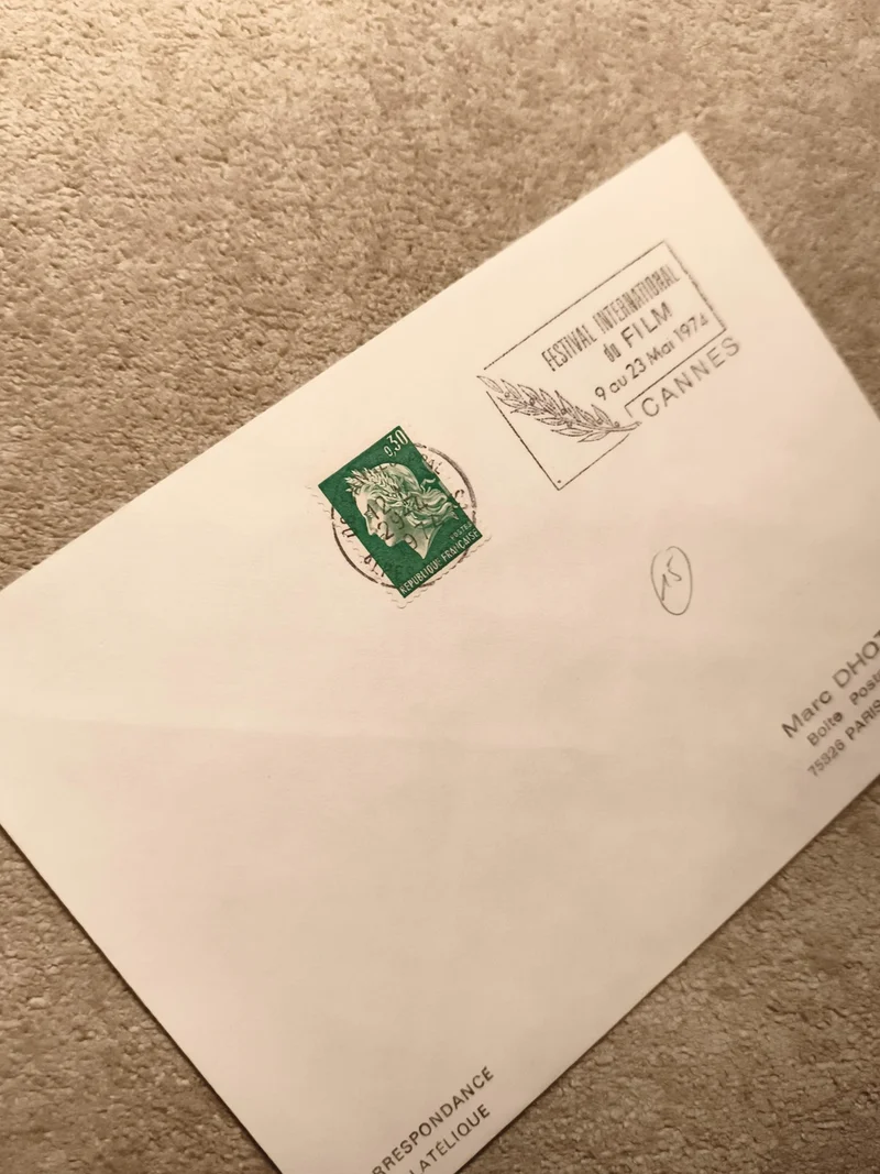 Lettre Festival Cannes 1974 timbre Marianne 0,30 oblitération philatélie (Ref 11