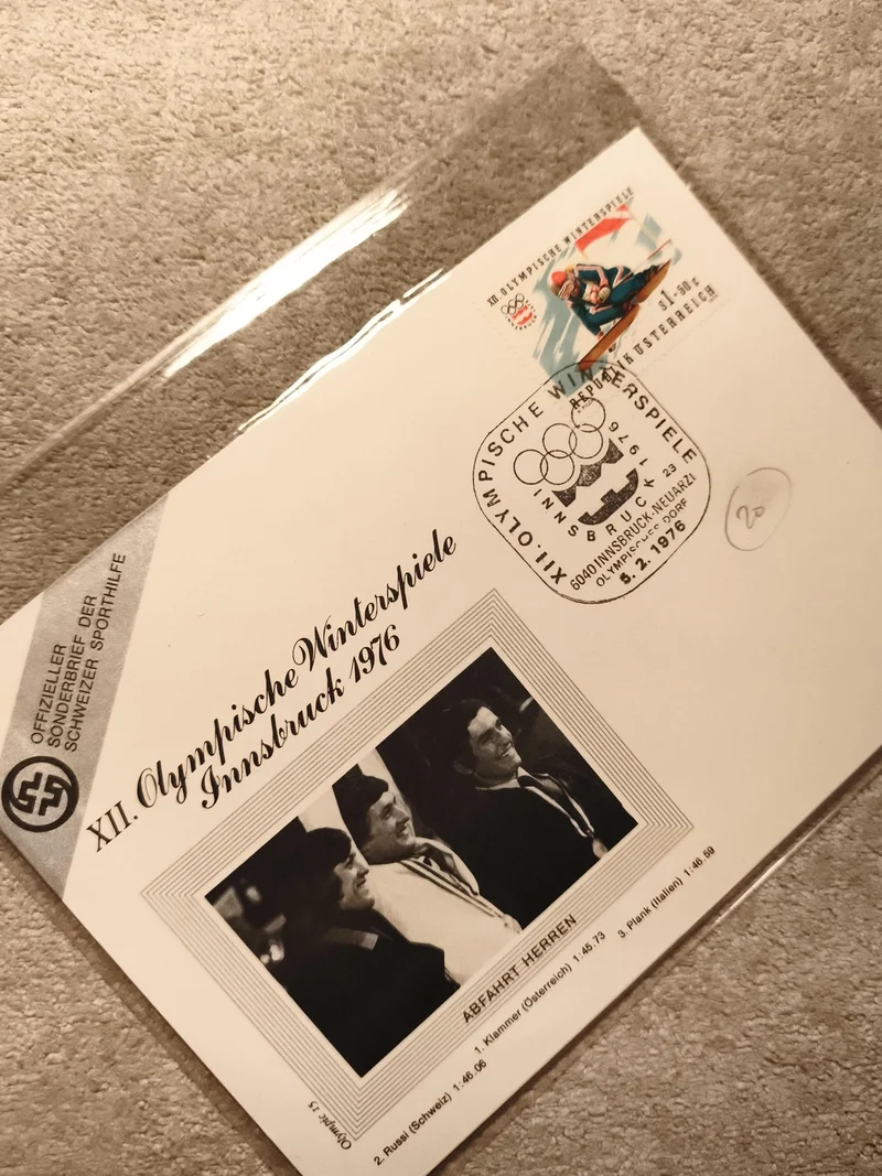 Lettre premier jour JO Innsbruck 1976, affranchie, ski, Suisse (Ref 11)