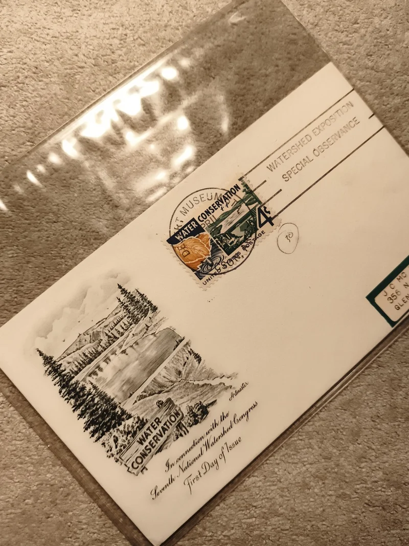 Enveloppe premier jour Water Conservation USA, cachet Watershed Exposition, phil