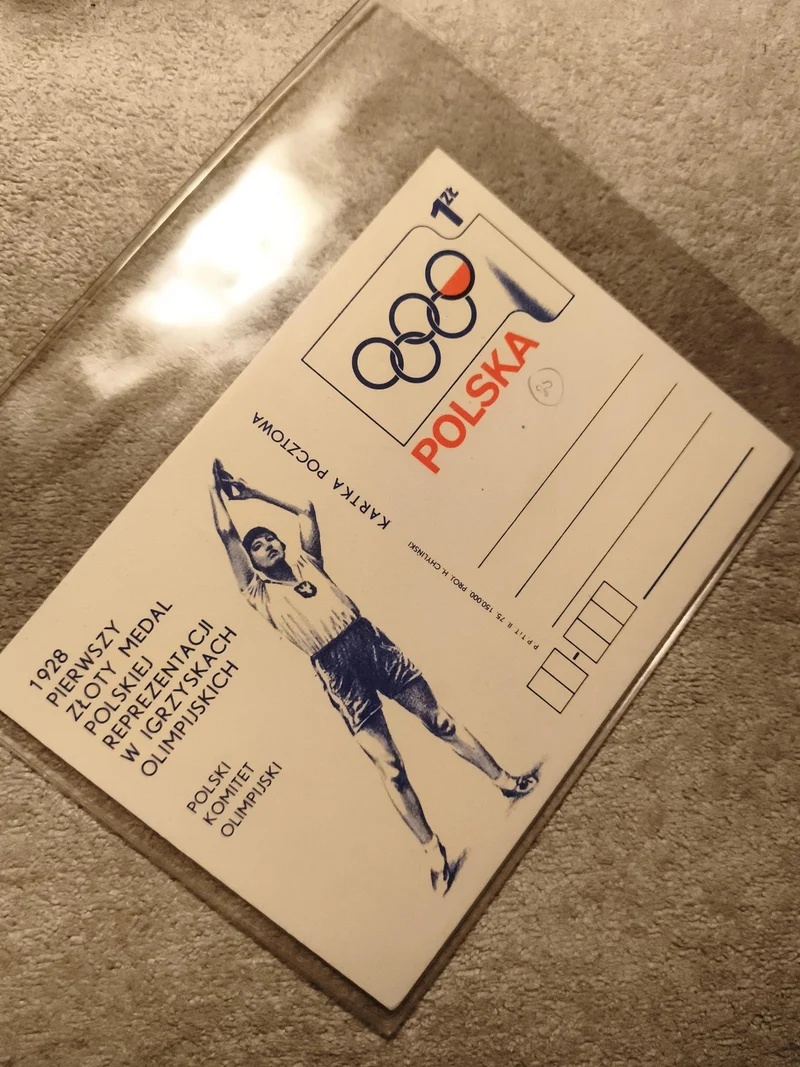Carte postale olympique Polska 1zł 1928, Jeux Olympiques, philatélie sport (Ref