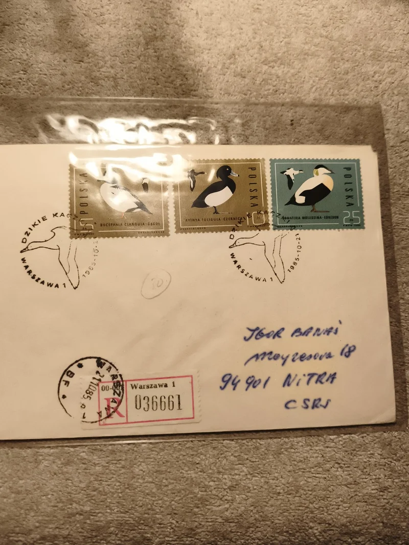 Lettre affranchie Pologne timbres oiseaux 1985 Warszawa ornithologie (Ref 11)