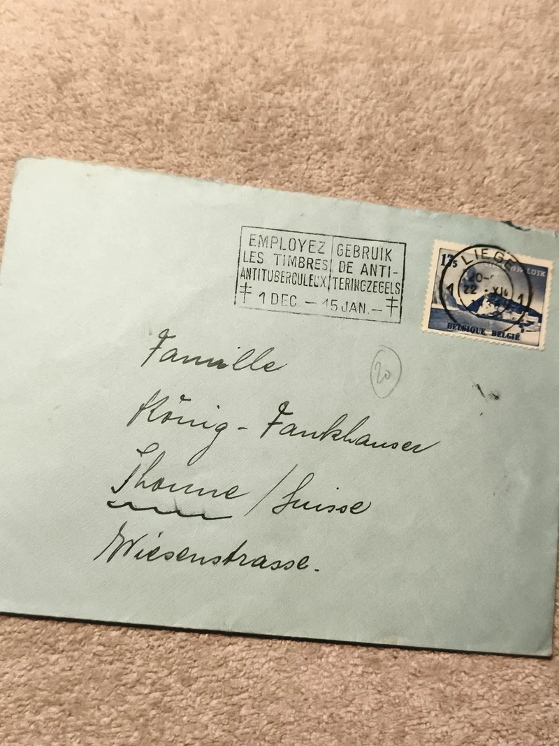 Lettre timbrée Belgique Liege 1922 oblitération bleue Philatélie (Ref 10)