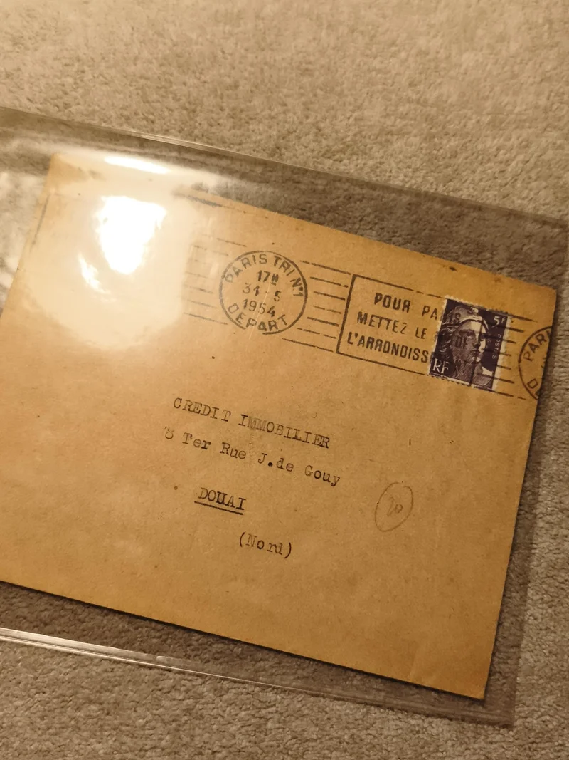 Lettre oblitérée Paris 1954 Crédit Immobilier Douai affranchissement philatélie