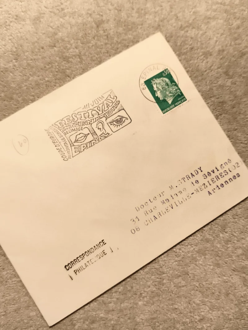 Lettre philatélique oblitérée Festival Epinal Marianne verte France (Ref 10)