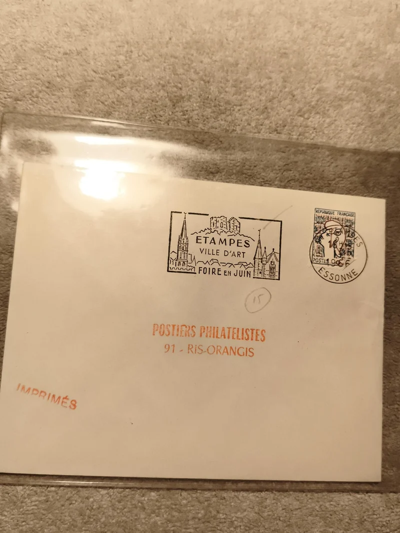 Lettre philatélique Étampes Ville d’Art cachet 91 Ris-Orangis Essonne philatelie