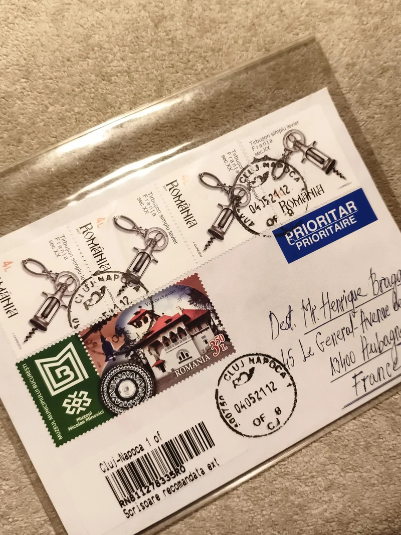 Lettre affranchie Roumanie 2021, 5 timbres oblitérés, philatélie, Cluj-Napoca