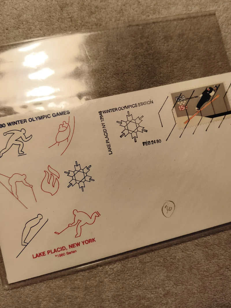 Lettre premier jour 1980 Lake Placid Jeux Olympiques d'hiver USA ski (Ref 10)