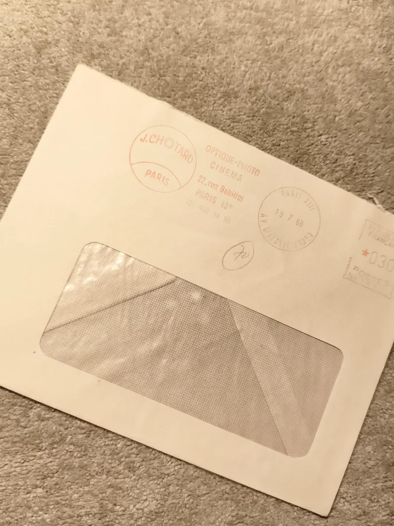 Lettre commerciale J. Chotard Paris 1968 optique-photo cachet philatélie (Ref 10