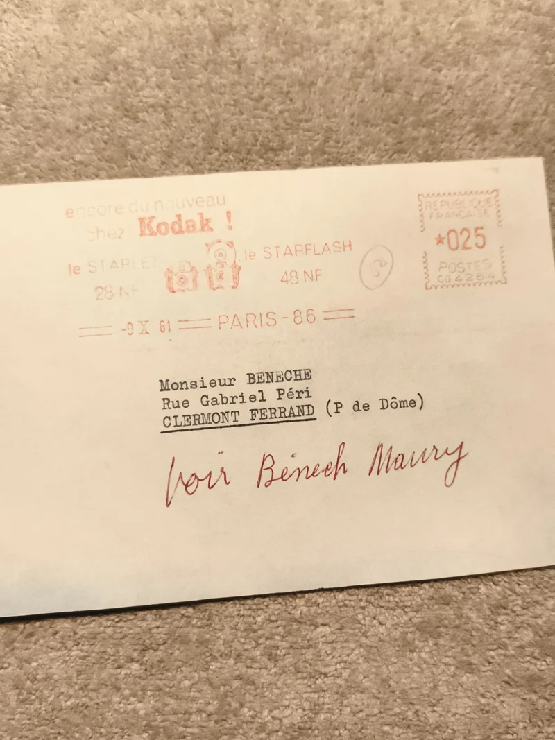 Lettre publicitaire Kodak oblitération mécanique 1961 philatélie Paris (Ref 10)