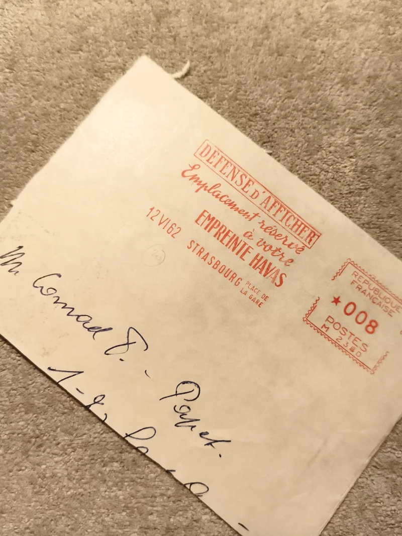 Lettre affranchie France 1962 empreinte Navas Strasbourg philatélie timbre rouge