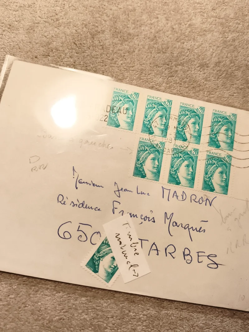 Lettre affranchie France Marianne 0,20 vert x8 + timbre détaché philatélie