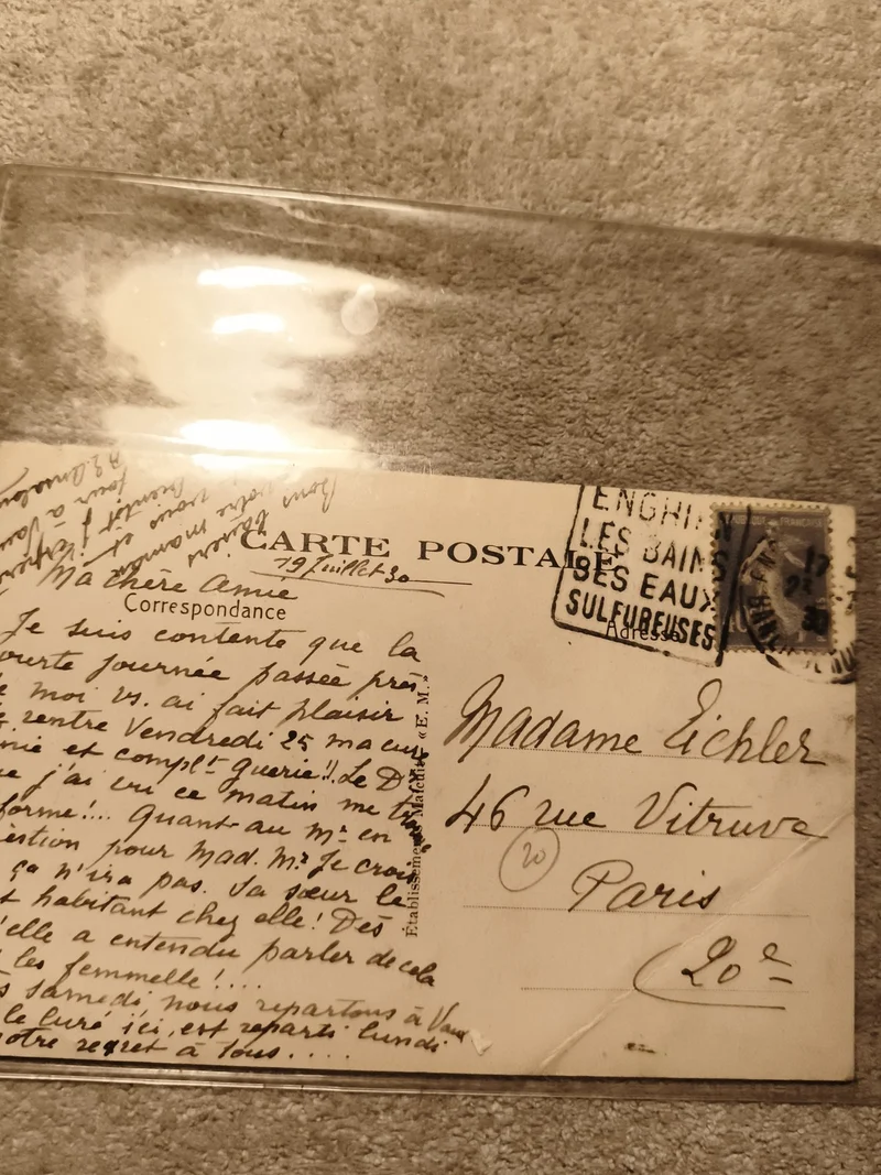 Carte postale écrite Enghien-les-Bains timbre France philatélie (Ref 9)