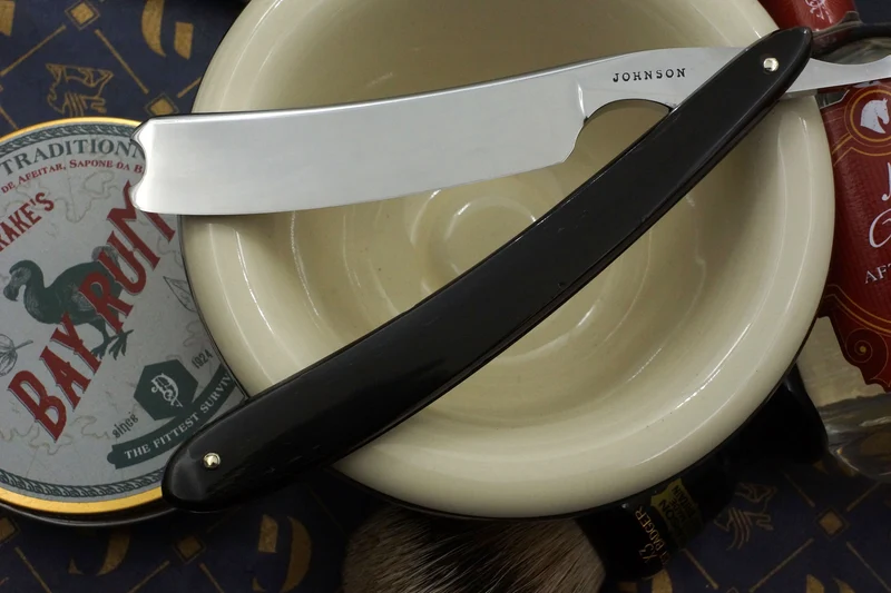 Johnson Restored 6/8 Vintage Sheffield Straight Razor with Original Horn Scales - Shave Ready