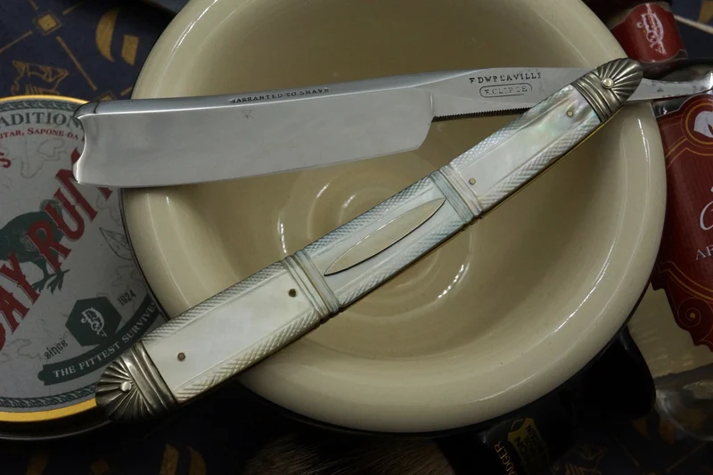 Edward Saville "Eclipse" 13/16 - Fancy Grind Fully Restored Mother of Pearl Scaled Sheffield Straight Razor - Shave Ready