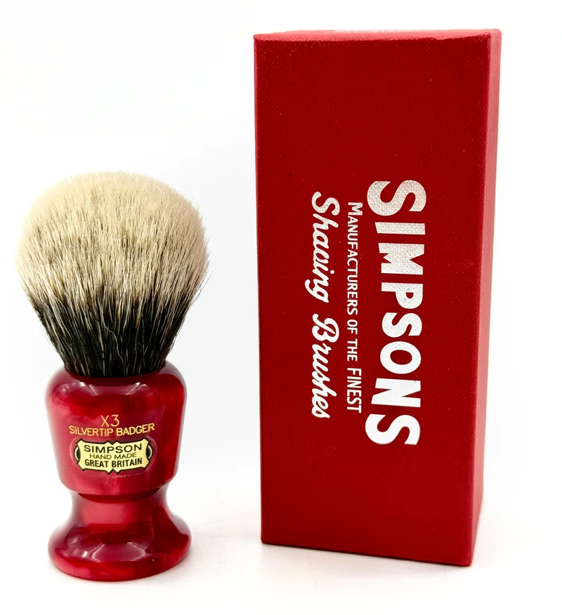 Limited Edition Simpsons Commodore X3 2 Band Silvertip Badger Shaving Brush - Ruby