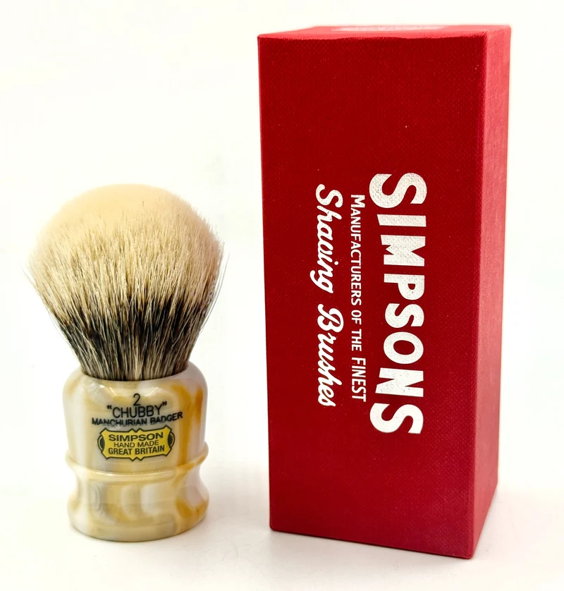 Limited Edition Simpson Chubby CH2 Manchurian Badger Shaving Brush - Italian Marble