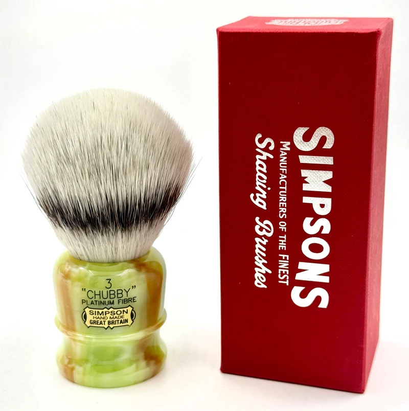Limited Edition Simpson Chubby CH3 Platinum Synthetic Bristle Shaving Brush - Jade