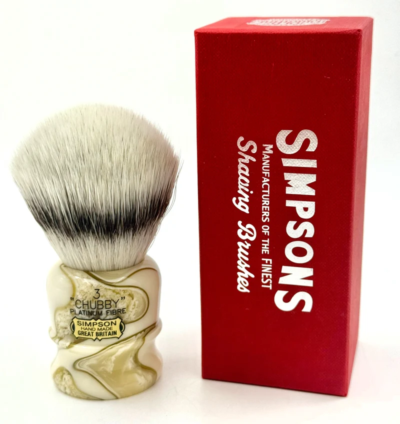 Limited Edition Simpson Chubby CH3 Platinum Synthetic Bristle Shaving Brush - Vesta