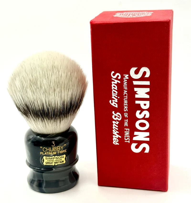 Limited Edition Simpson Chubby CH3 Platinum Synthetic Bristle Shaving Brush - Luna