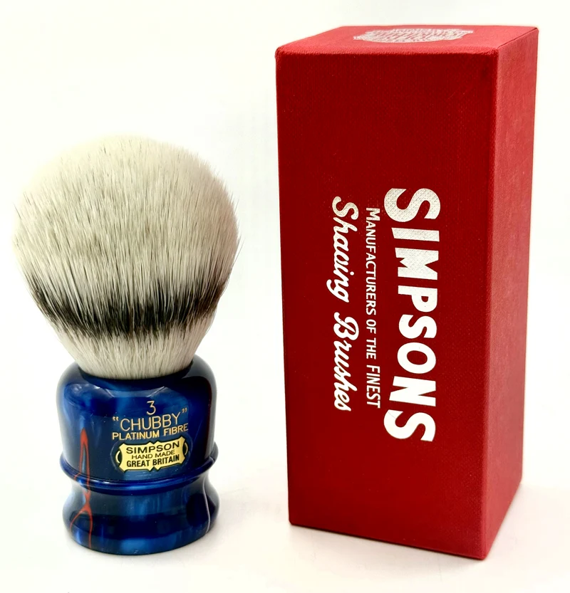 Limited Edition Simpson Chubby CH3 Platinum Synthetic Bristle Shaving Brush - Patriot