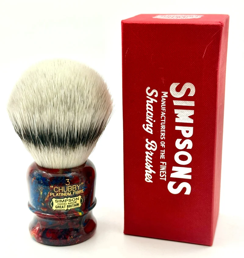 Limited Edition Simpson Chubby CH3 Platinum Synthetic Bristle Shaving Brush - Triton