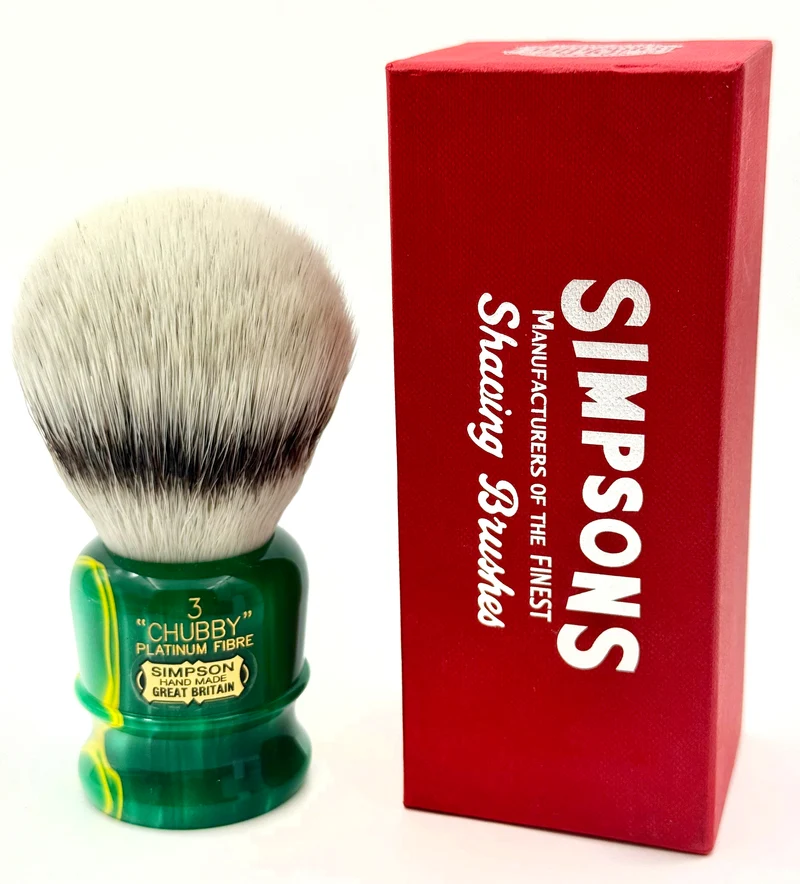 Limited Edition Simpson Chubby CH3 Platinum Synthetic Bristle Shaving Brush - St. Mary's