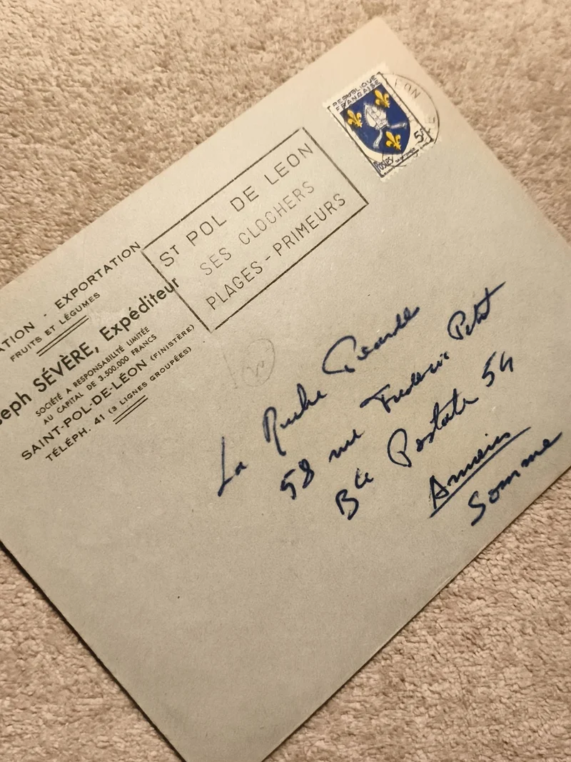 Lettre ancienne Saint-Pol-de-Léon timbre Canada blason Philatélie (Ref 8)