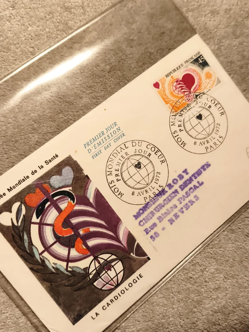 Enveloppe 1er Jour 1972 Cardiologie Paris FDC timbre cœur santé philatélie