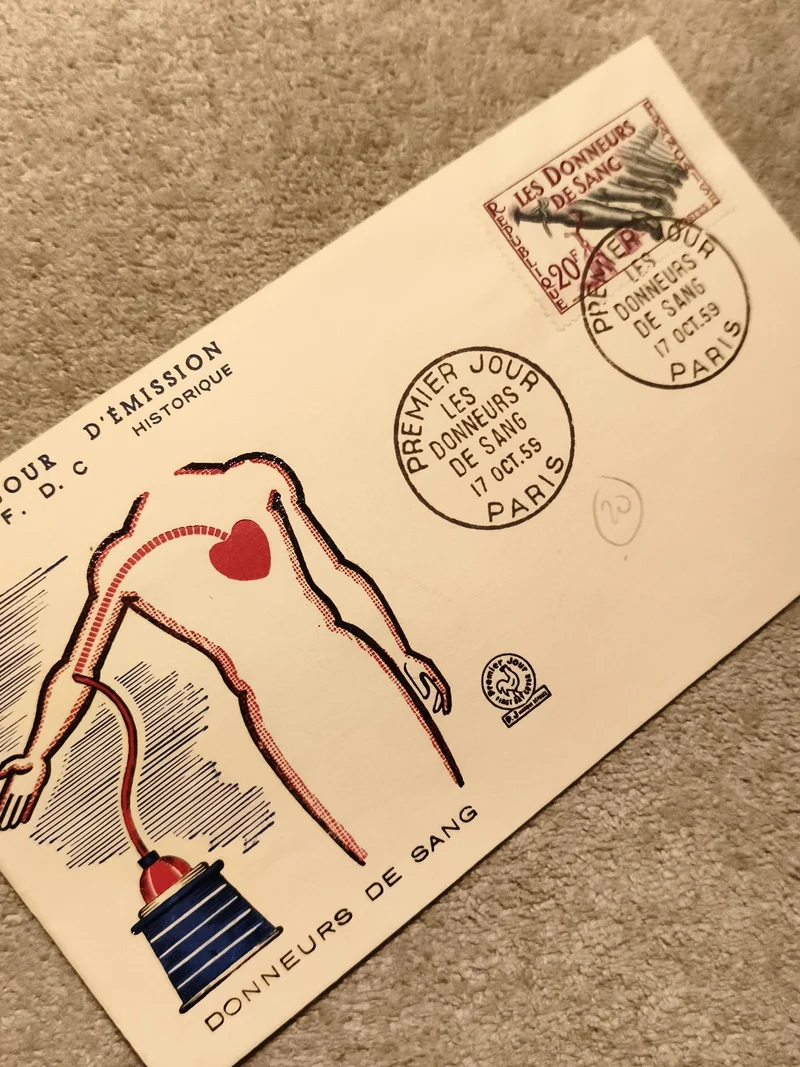 Enveloppe 1er Jour Donneurs de Sang Paris 1959 FDC Philatélie (Ref 8)