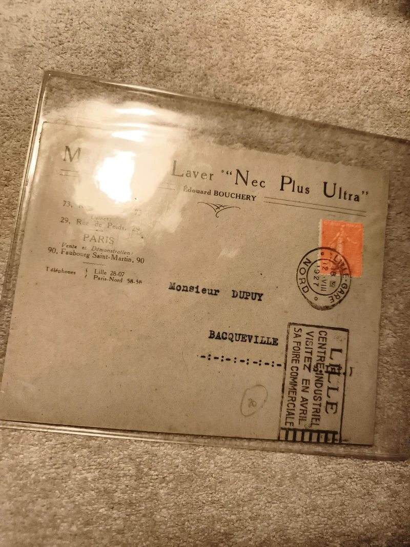 Lettre ancienne BOUCHERY Nec Plus Ultra Lille Paris Bacqueville philatélie (Ref