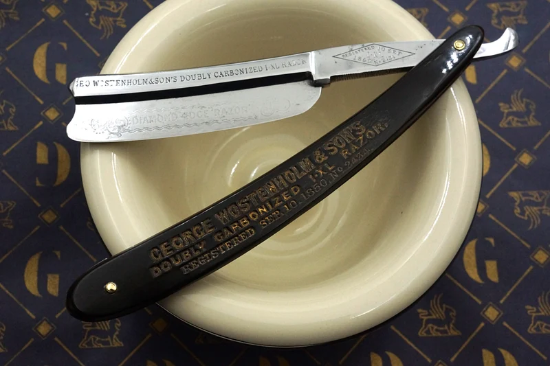 George Wostenholm & Son 7/8 Doubly Carbonized "Diamond Edge" - Rare Fancy Vintage Sheffield Straight Razor - Shave Ready