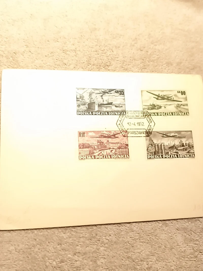 Bloc feuillet timbres Pologne 1952 aviation Warszawa oblitéré Philatélie (Ref 27