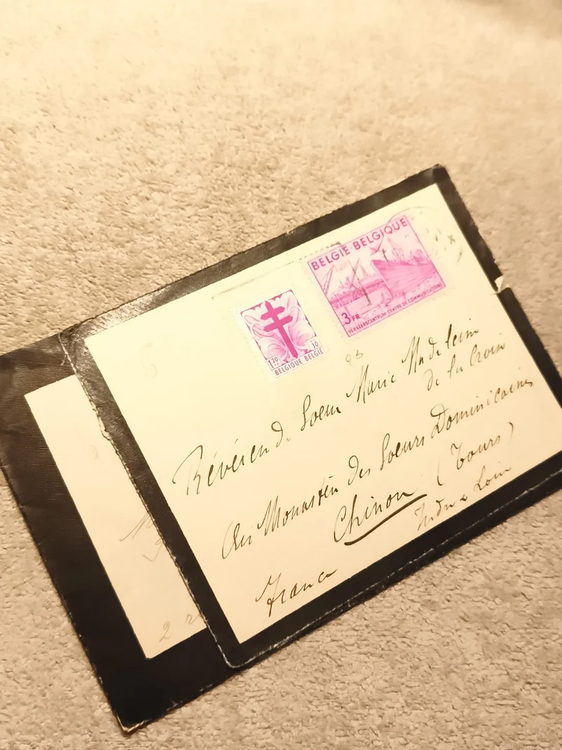 Lettre ancienne Belgique timbres 3F Croix de Lorraine philatélie (Ref 27)