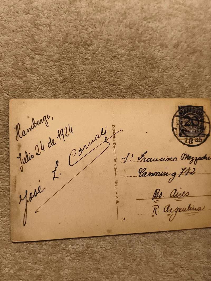 Carte postale Allemagne 1924 timbre Hambourg écriture manuscrite Philatélie (Ref