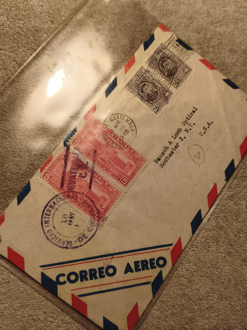 Lettre avion Guatemala 1940s CORREO AEREO timbres oblitérés philatélie (Ref 27)