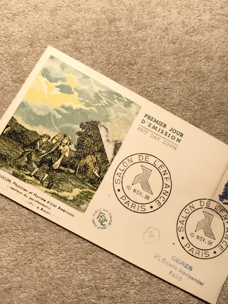 Lettre Premier Jour d’Émission 1956 Salon de l’Enfance Paris Franklin FDC Philat