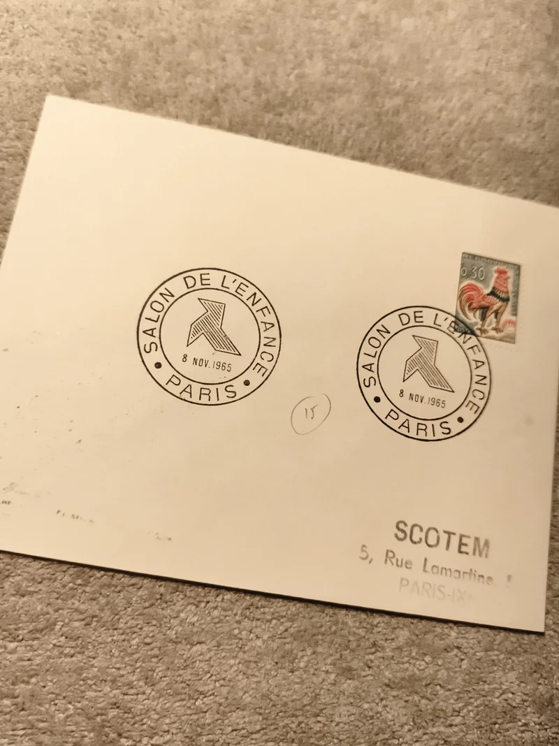 Carte philatélique Salon de l'Enfance Paris 1965 timbre coq France SCOTEM