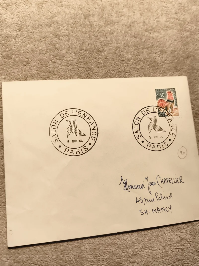 Lettre premier jour Salon de l'Enfance Paris 1966 timbre coq France philatélie