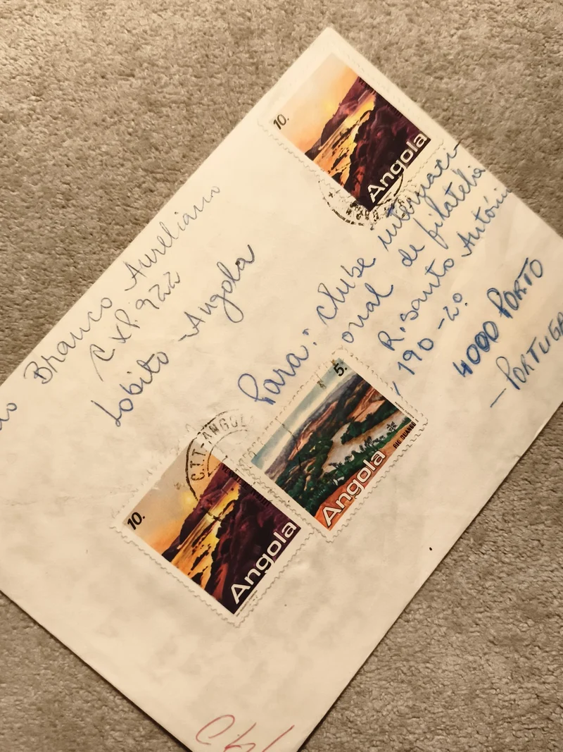 Lettre affranchie Angola timbres paysages cachetée philatélie (Ref 8)