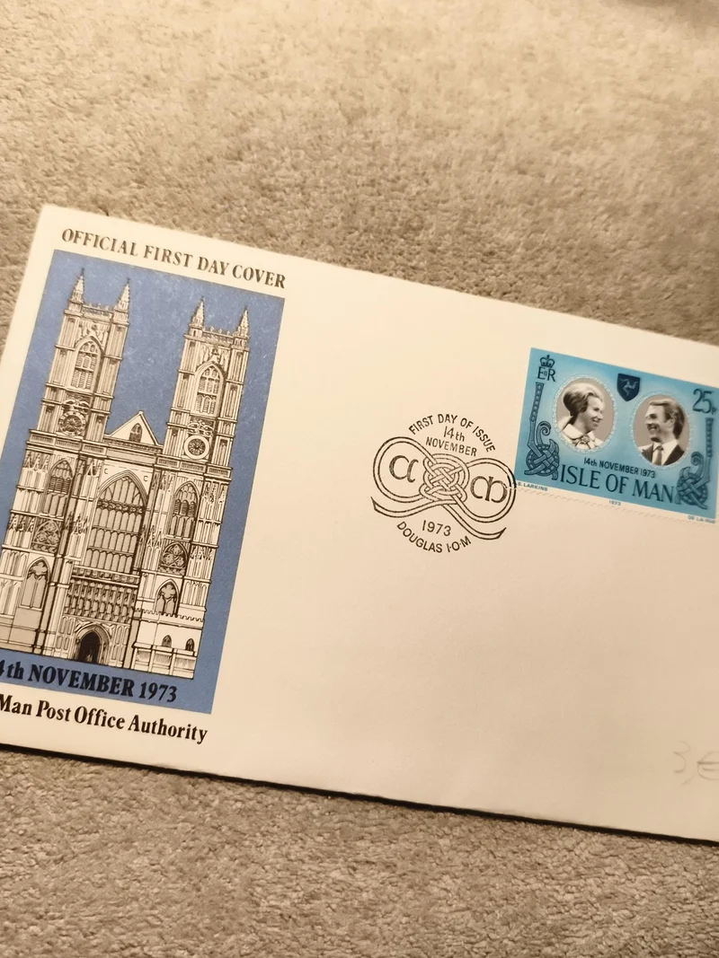 Lettre Premier Jour Isle of Man 1973 Westminster Abbey timbre 25p philatélie